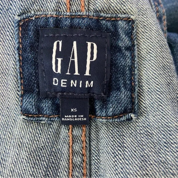 GAP Relaxed Ankle Denim Overalls Medium Indigo - Picture 14 of 16